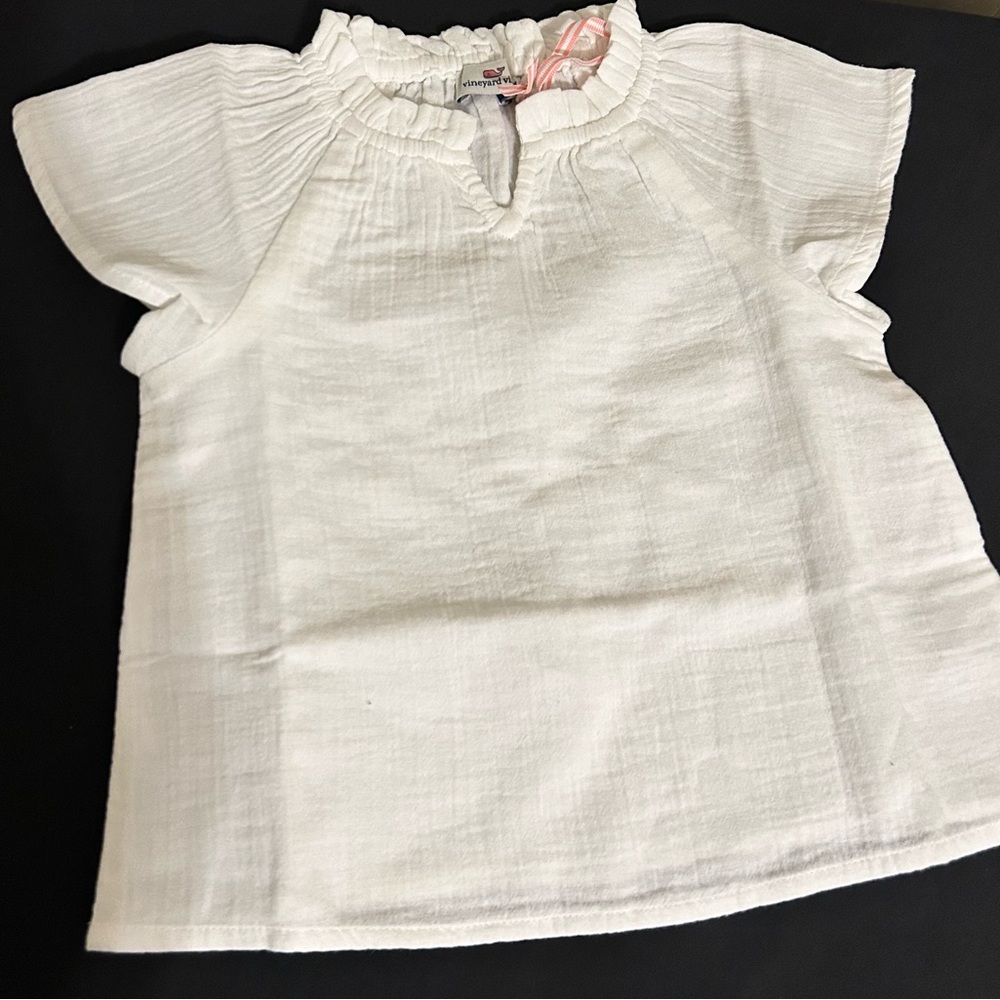Vineyard Vines Girls White Gauze Flutter Sleeve Top/4T/NWOT